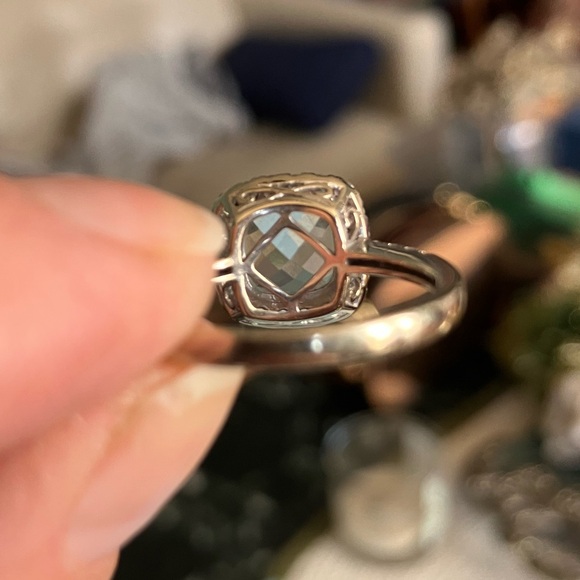 14k WG Aquamarine & Crystal Ring - Picture 6 of 10